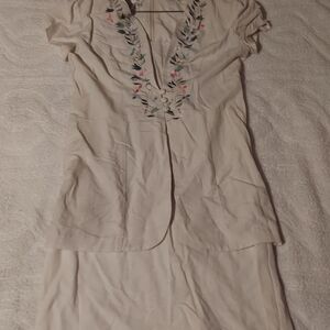 Karin Stevens Cream Dress With Faux Jacket